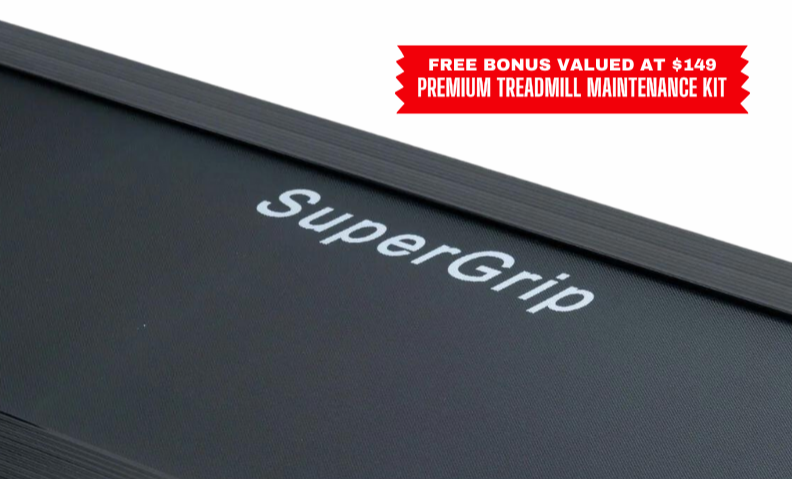 Endurance Predator Treadmill - running deck close-up look - with supergrip word