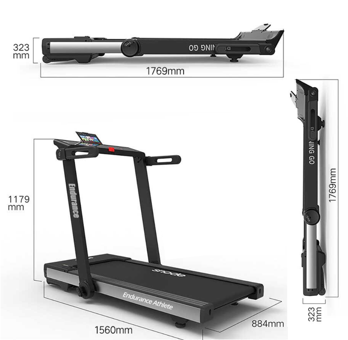 Endurance Athlete Treadmill with product dimension